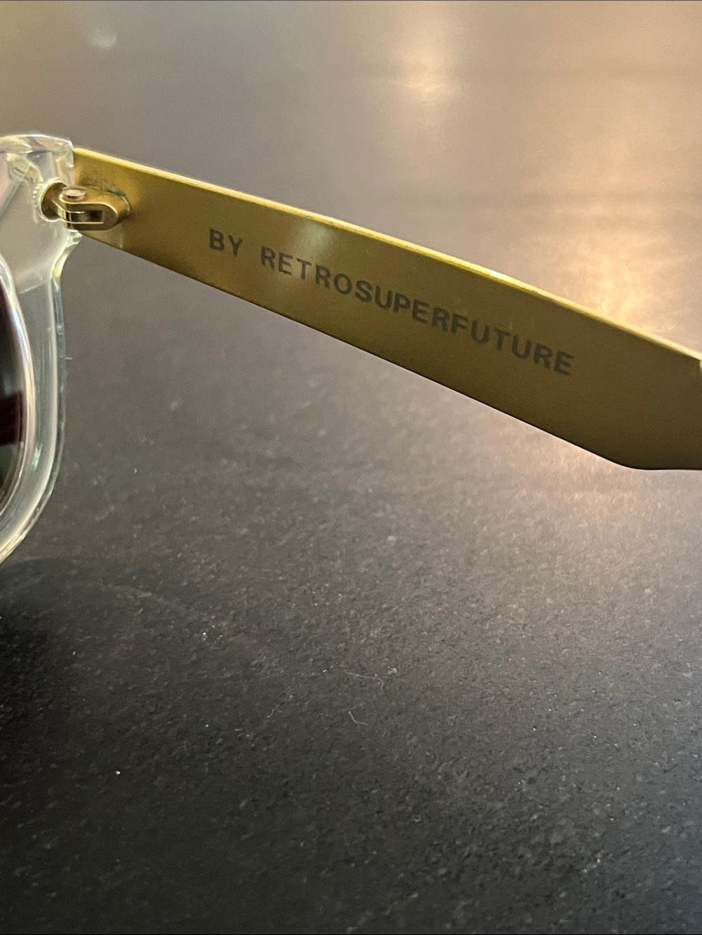 RetroSuperFuture Clear Frame Sunglasses with Gold Arms